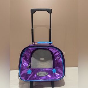 Puck Pups Yorkie Purple Pet Carrier with Blue Accents